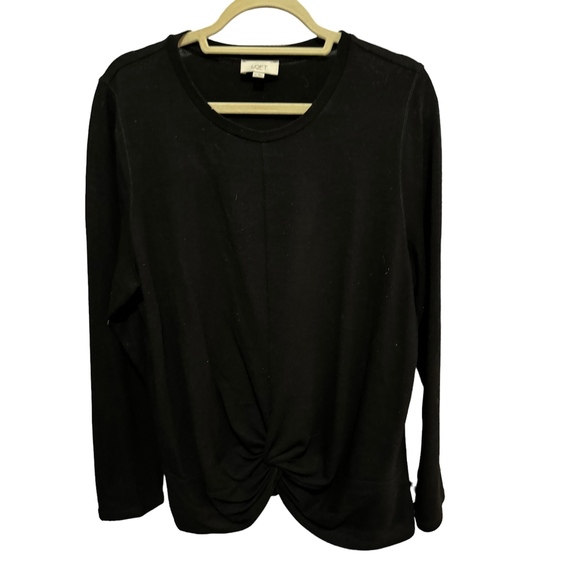 LOFT Sweaters - LOFT - Bllack, Crew Neck, Knotted front waist Sweater - Size XL